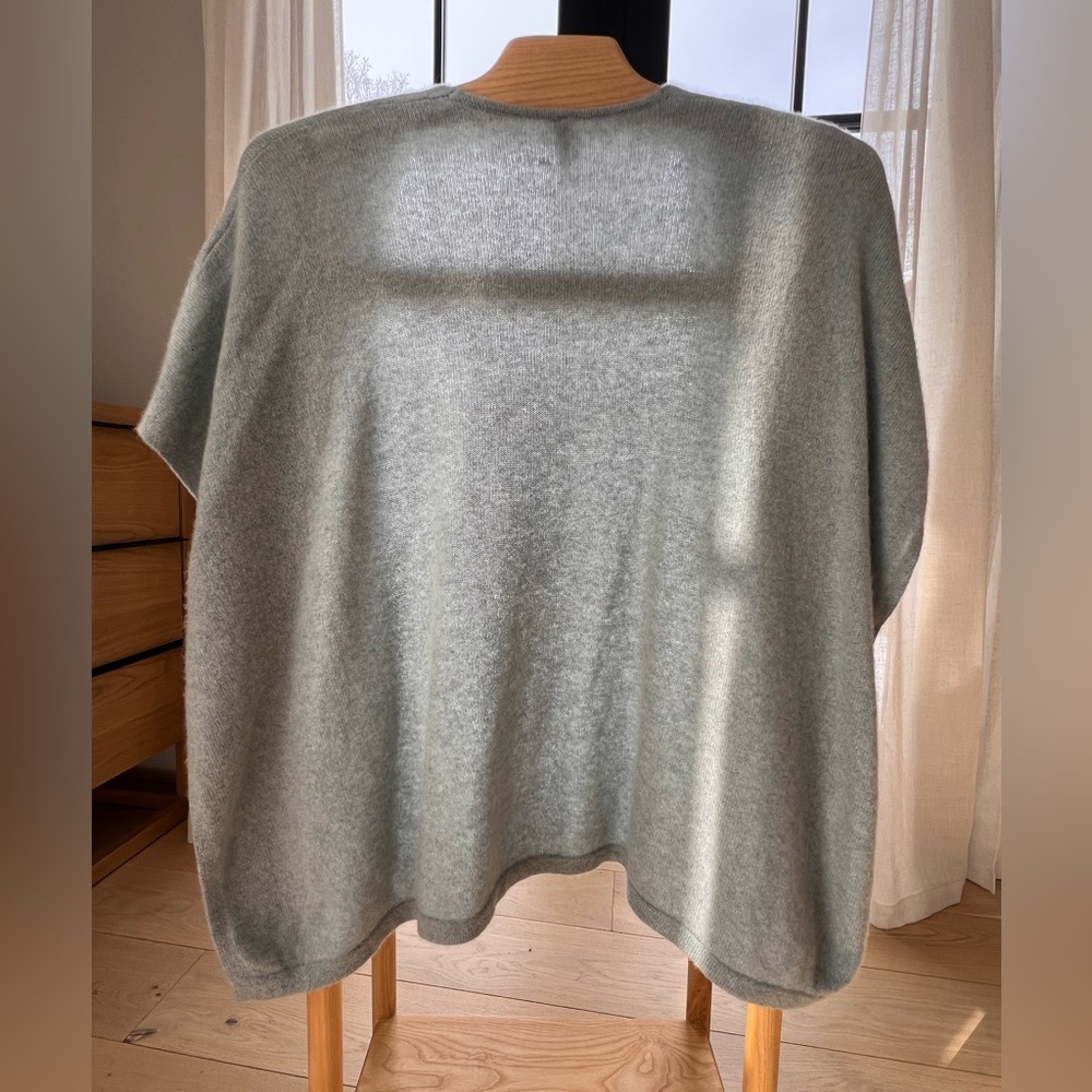 Nordstrom Light Blue Cashmere Poncho Cardigan OS - Picture 2 of 11